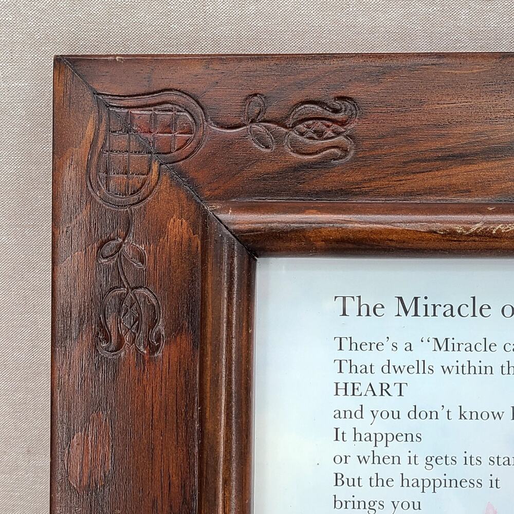 Beautiful Vintage Carved Wooden Picture Frame, Raised Bevel Molding 8" X 10" - Picture 5 of 11